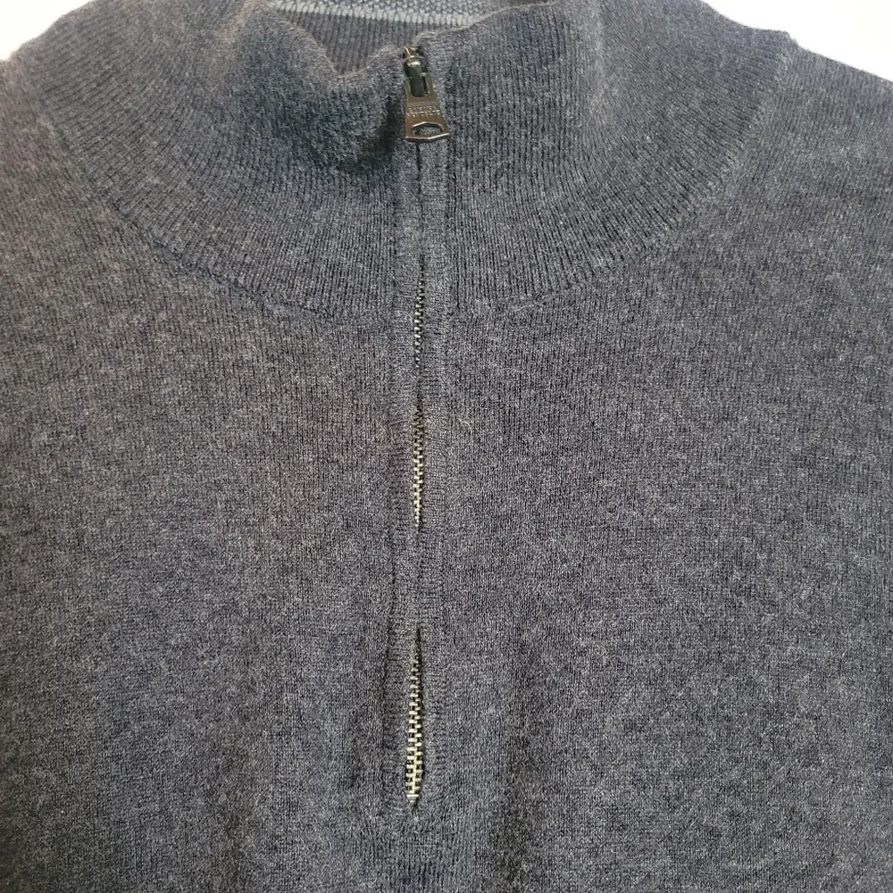 Banana Republic Men's 1/4 Zip Premium Cotton Cashmere  Gray Sweater Size Large